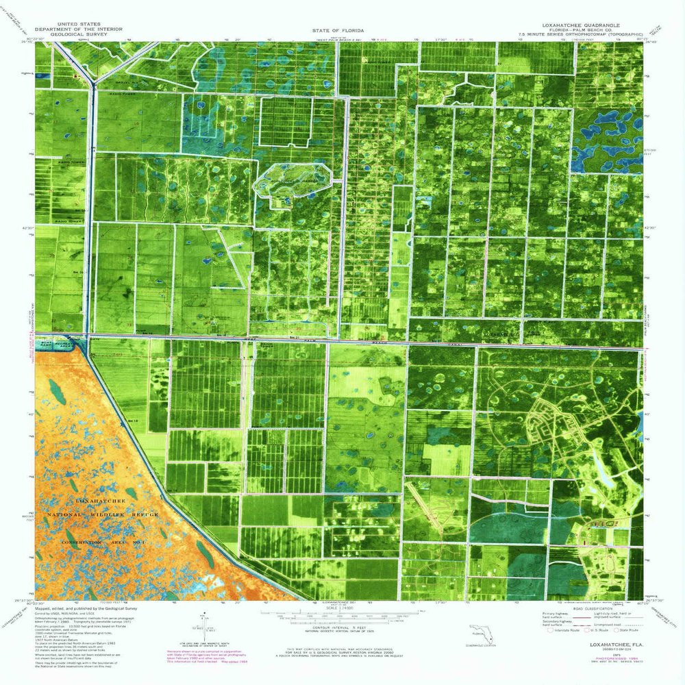 YellowMaps Loxahatchee FL topo map, 1:24000 Scale, 7.5 X 7.5 Minute, Historical, 1979, Updated 1984, 27.8 x 23 in - Polypropylene