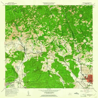 YellowMaps Penuelas PR topo map, 1:20000 Scale, 7.5 X 7.5 Minute, Historical, 1958, Updated 1961, 32.2 x 29.2 in - Tyvek