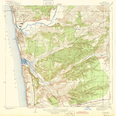 YellowMaps Del Mar CA topo map, 1:31680 Scale, 7.5 X 7.5 Minute, Historical, 1943, 19.77 x 20.58 in - Polypropylene