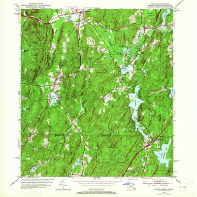 YellowMaps Wales MA topo map, 1:24000 Scale, 7.5 X 7.5 Minute, Historical, 1952, Updated 1964, 26.8 x 22 in - Polypropylene