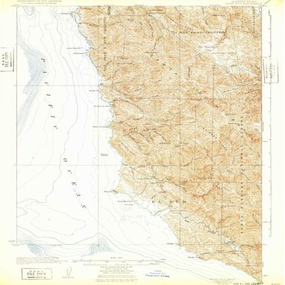 YellowMaps Point Sur CA topo map, 1:62500 Scale, 15 X 15 Minute, Historical, 1925, Updated 1932, 20.9 x 16.5 in - Polypropylene