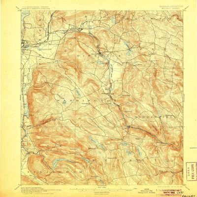 YellowMaps Becket MA topo map, 1:62500 Scale, 15 X 15 Minute, Historical, 1897, Updated 1905, 19.8 x 15.8 in - Polypropylene