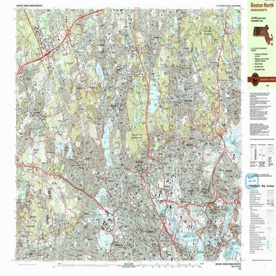 YellowMaps Boston North MA topo map, 1:25000 Scale, 7.5 X 15 Minute, Historical, 1985, Updated 1986, 24 x 39.8 in - Polypropylene