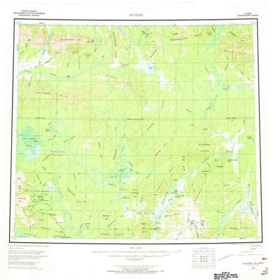 YellowMaps Hughes AK topo map, 1:250000 Scale, 1 X 3 Degree, Historical, 1956, Updated 1973, 23.1 x 24.7 in - Tyvek