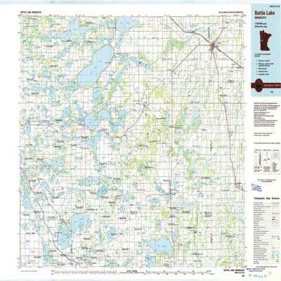 YellowMaps Battle Lake MN topo map, 1:100000 Scale, 30 X 60 Minute, Historical, 1986, Updated 1986, 27.23 x 21.53 in - Tyvek
