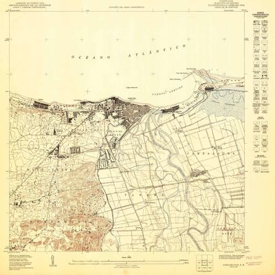 YellowMaps Arecibo NO PR topo map, 1:10000 Scale, 3.75 X 3.75 Minute, Historical, 1950, 31.2 x 30.4 in - Polypropylene