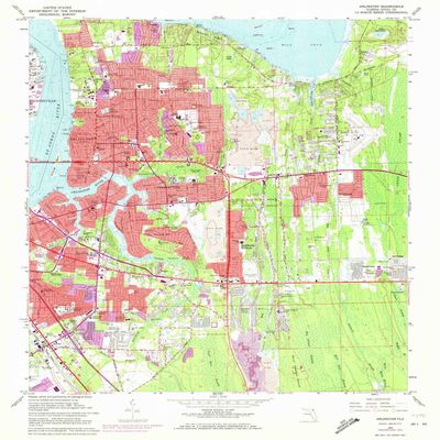 YellowMaps Arlington FL topo map, 1:24000 Scale, 7.5 X 7.5 Minute, Historical, 1963, Updated 1972, 26.9 x 23 in - Tyvek