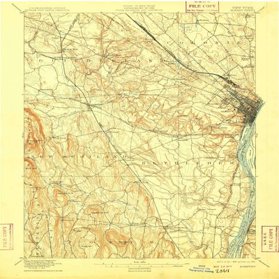 YellowMaps Albany NY topo map, 1:62500 Scale, 15 X 15 Minute, Historical, 1898, Updated 1909, 19.9 x 15.6 in - Tyvek