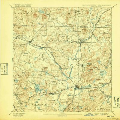 YellowMaps Groton MA topo map, 1:62500 Scale, 15 X 15 Minute, Historical, 1893, Updated 1917, 20.2 x 15.8 in - Polypropylene