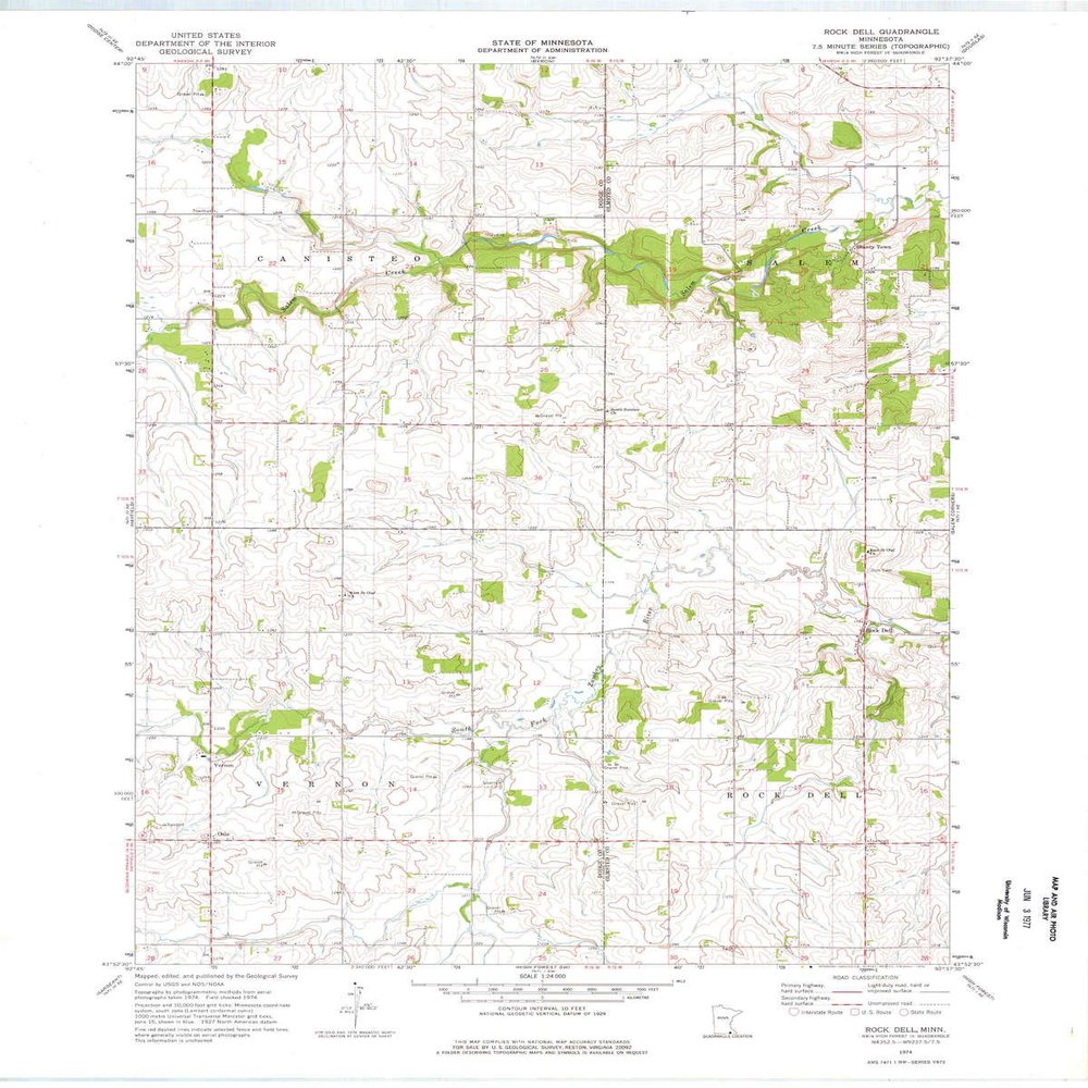 Rock Dell MN topo map, 1:24000 Scale, 7.5 X 7.5 Minute, Historical, 1974, Updated 1976, 27.23 x 21.53 in - Tyvek