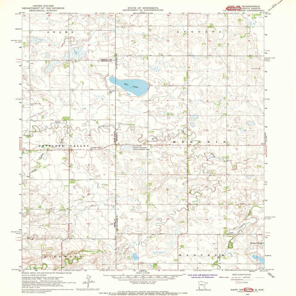 YellowMaps Gary NW MN topo map, 1:24000 Scale, 7.5 X 7.5 Minute, Historical, 1967, Updated 1968, 27.23 x 21.53 in - Polypropylene