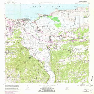 YellowMaps Arecibo PR topo map, 1:20000 Scale, 7.5 X 7.5 Minute, Historical, 1964, Updated 1982, 32.4 x 29.3 in - Polypropylene