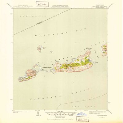 YellowMaps Cuttyhunk MA topo map, 1:31680 Scale, 7.5 X 7.5 Minute, Historical, 1951, 20.9 x 17 in - Polypropylene