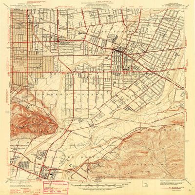 YellowMaps El Monte CA topo map, 1:24000 Scale, 7.5 X 7.5 Minute, Historical, 1948, 20.8 x 17 in - Tyvek