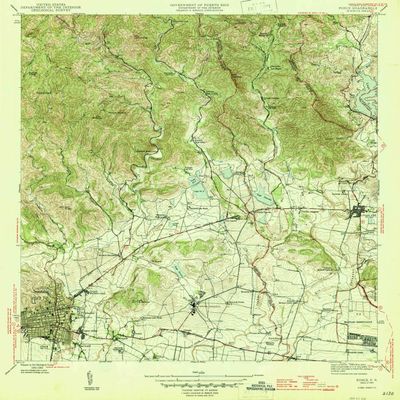 YellowMaps Ponce PR topo map, 1:30000 Scale, 7.5 X 7.5 Minute, Historical, 1945, 21 x 19.5 in - Polypropylene