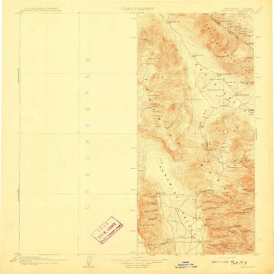 YellowMaps Ballarat CA topo map, 1:250000 Scale, 1 X 1 Degree, Historical, 1908, 19.9 x 16.5 in - Tyvek