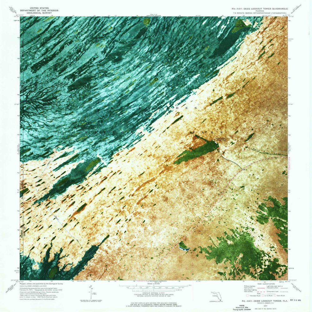 YellowMaps Pa Hay Okee Lookout Tower FL topo map, 1:24000 Scale, 7.5 X 7.5 Minute, Historical, 1972, Updated 1976, 26.9 x 24 in - Tyvek