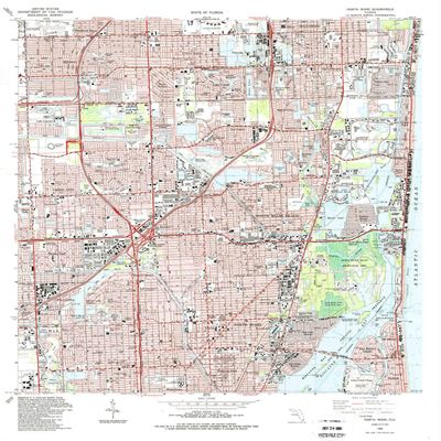 YellowMaps North Miami FL topo map, 1:24000 Scale, 7.5 X 7.5 Minute, Historical, 1988, Updated 1988, 26.9 x 24 in - Polypropylene