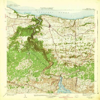 YellowMaps Quebradillas PR topo map, 1:30000 Scale, 7.5 X 7.5 Minute, Historical, 1942, 8.7 x 7.9 in - Tyvek
