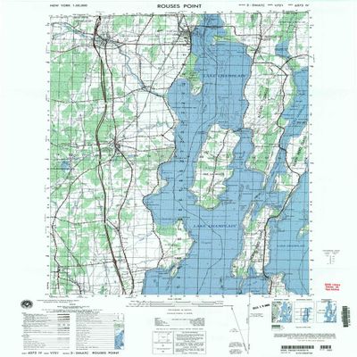 YellowMaps Rouses Point NY topo map, 1:50000 Scale, 15 X 15 Minute, Historical, 2000, 29 x 21.5 in - Polypropylene