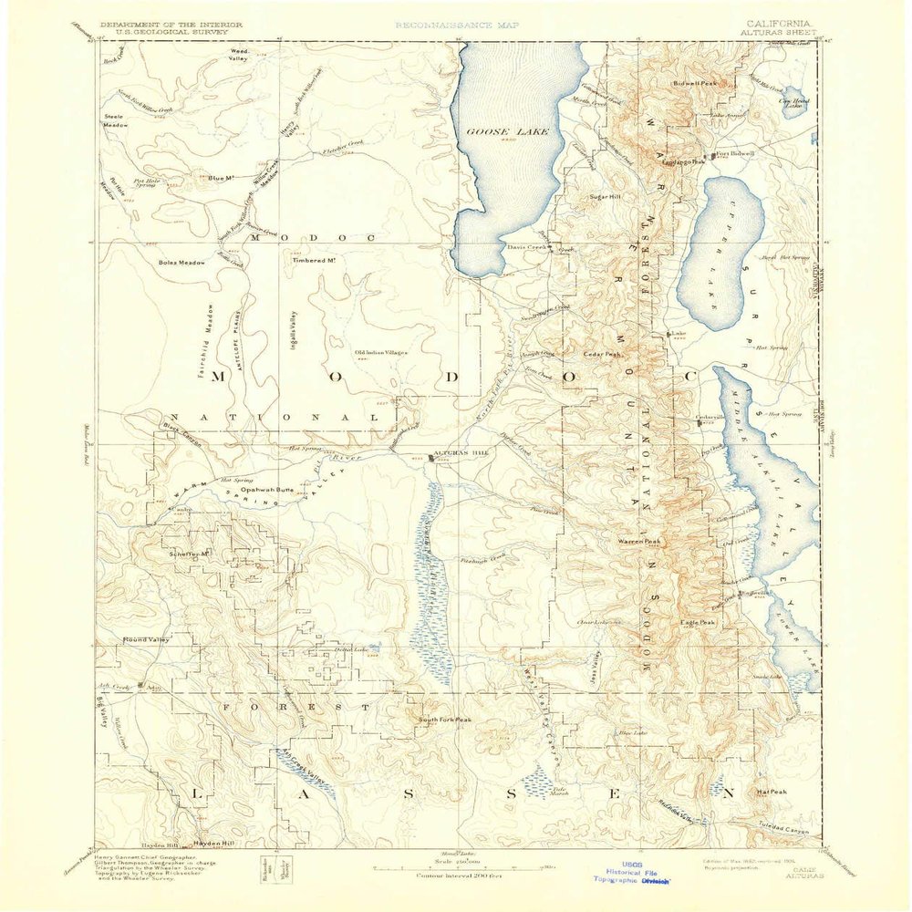 YellowMaps Alturas CA topo map, 1:250000 Scale, 1 X 1 Degree, Historical, 1892, Updated 1931, 19.8 x 16.6 in - Polypropylene