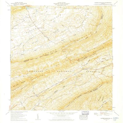 YellowMaps Garden Mountain VA topo map, 1:24000 Scale, 7.5 X 7.5 Minute, Historical, 1958, Updated 1960, 26.82 x 22.1 in - Polypropylene