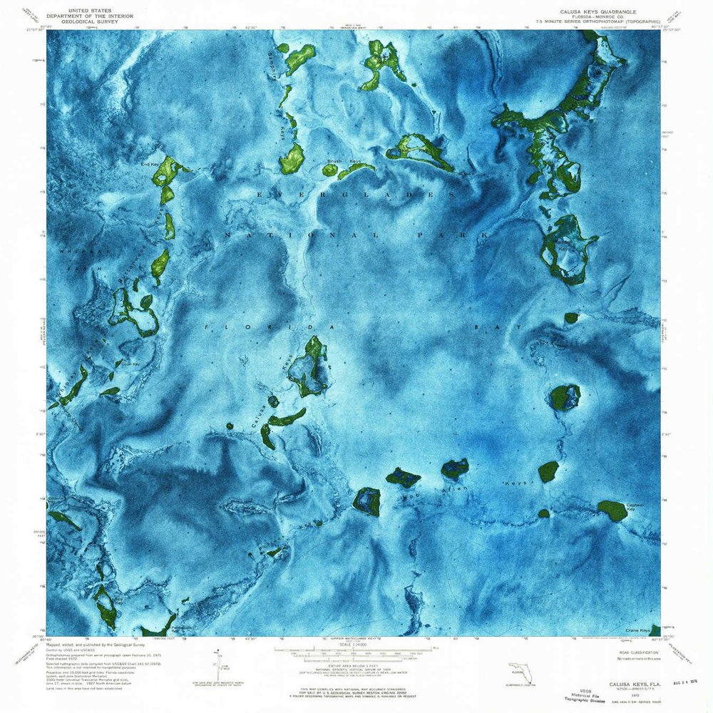 YellowMaps Calusa Keys FL topo map, 1:24000 Scale, 7.5 X 7.5 Minute, Historical, 1972, Updated 1976, 26.7 x 24 in - Tyvek
