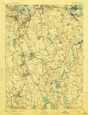 YellowMaps Abington MA topo map, 1:62500 Scale, 15 X 15 Minute, Historical, 1893, Updated 1913, 19.2 x 14.8 in - Tyvek