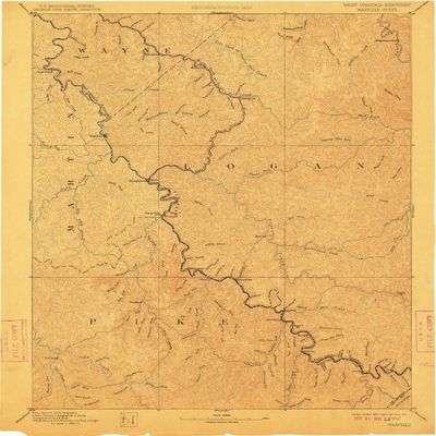 YellowMaps Warfield WV topo map, 1:125000 Scale, 30 X 30 Minute, Historical, 1891, Updated 1911, 19.3 x 16 in - Tyvek