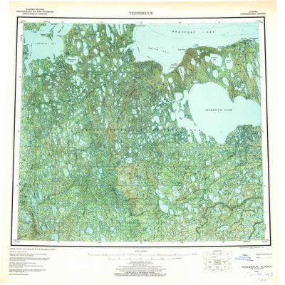 YellowMaps Teshekpuk AK topo map, 1:250000 Scale, 1 X 3 Degree, Historical, 1955, Updated 1962, 23 x 20.8 in - Tyvek