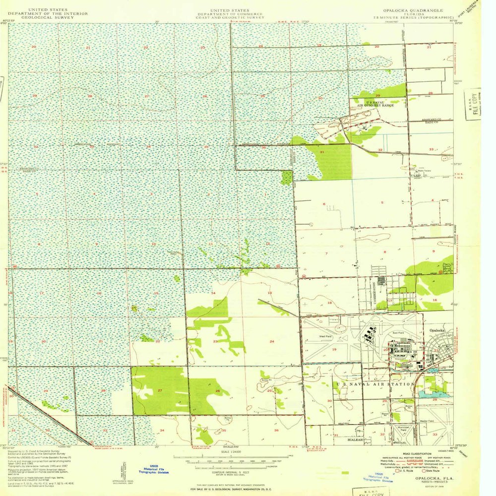 Opalocka FL topo map, 1:24000 Scale, 7.5 X 7.5 Minute, Historical, 1949, 26.7 x 22.9 in - Tyvek