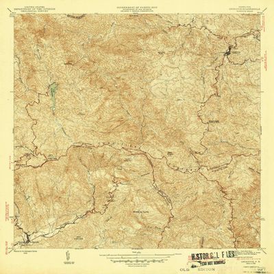 YellowMaps Orocovis PR topo map, 1:30000 Scale, 7.5 X 7.5 Minute, Historical, 1946, 21.2 x 19.3 in - Polypropylene