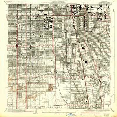 YellowMaps Watts CA topo map, 1:24000 Scale, 7.5 X 7.5 Minute, Historical, 1937, Updated 1942, 20.4 x 17.4 in - Polypropylene