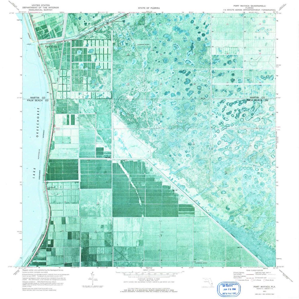 YellowMaps Port Mayaca FL topo map, 1:24000 Scale, 7.5 X 7.5 Minute, Historical, 1971, Updated 1976, 26.8 x 24 in - Tyvek