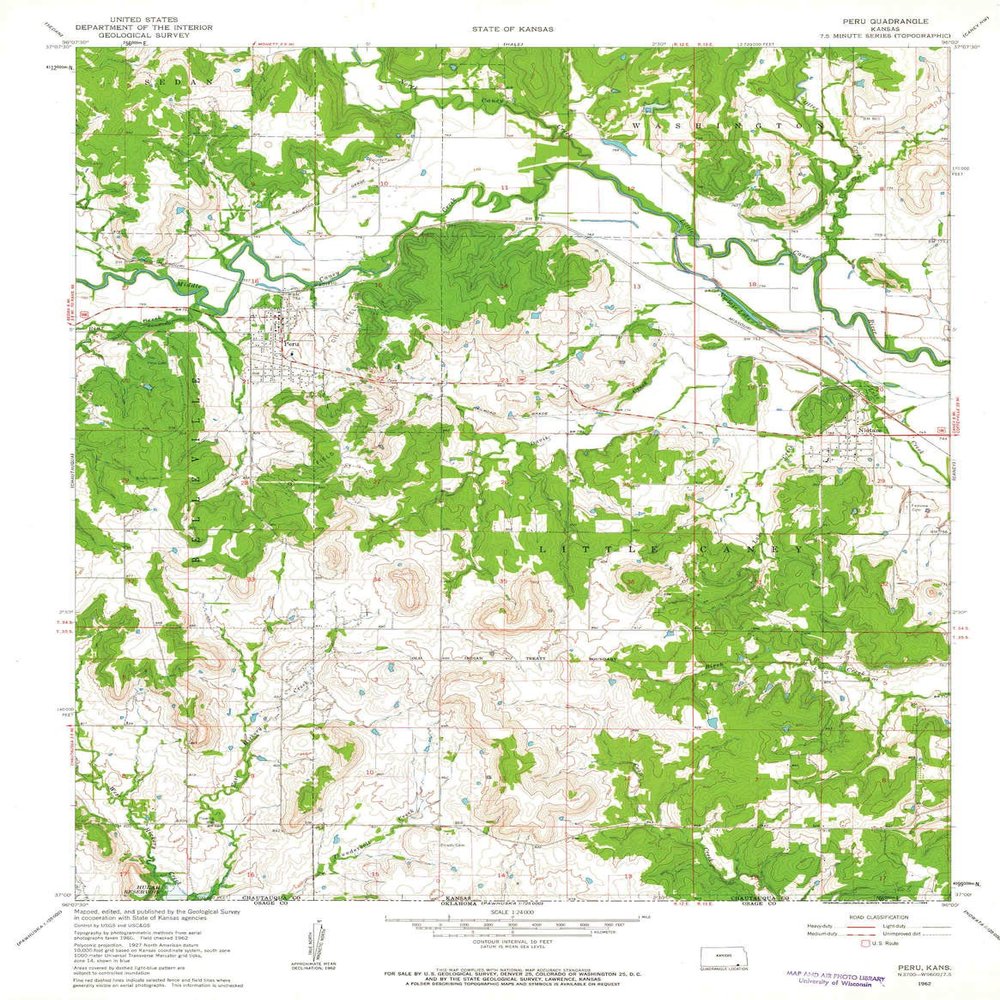 YellowMaps Peru KS topo map, 1:24000 Scale, 7.5 X 7.5 Minute, Historical, 1962, Updated 1963, 26.84 x 20.84 in - Tyvek