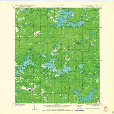 YellowMaps Namekagon Lake WI topo map, 1:48000 Scale, 15 X 15 Minute, Historical, 1943, Updated 1968, 27.15 x 21.5 in - Polypropylene