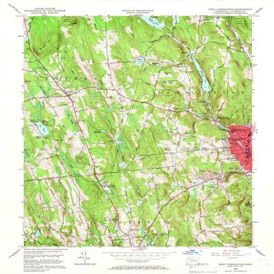YellowMaps West Torrington CT topo map, 1:24000 Scale, 7.5 X 7.5 Minute, Historical, 1956, Updated 1966, 27.1 x 20.5 in - Polypropylene