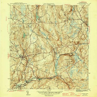 YellowMaps Barre MA topo map, 1:31680 Scale, 7.5 X 7.5 Minute, Historical, 1946, 20 x 15.9 in - Tyvek