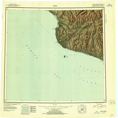 YellowMaps Nome AK topo map, 1:250000 Scale, 1 X 3 Degree, Historical, 1951, 22.9 x 27.8 in - Tyvek