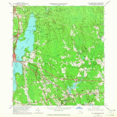 YellowMaps Fall River East MA topo map, 1:24000 Scale, 7.5 X 7.5 Minute, Historical, 1963, Updated 1965, 26.8 x 22 in - Tyvek