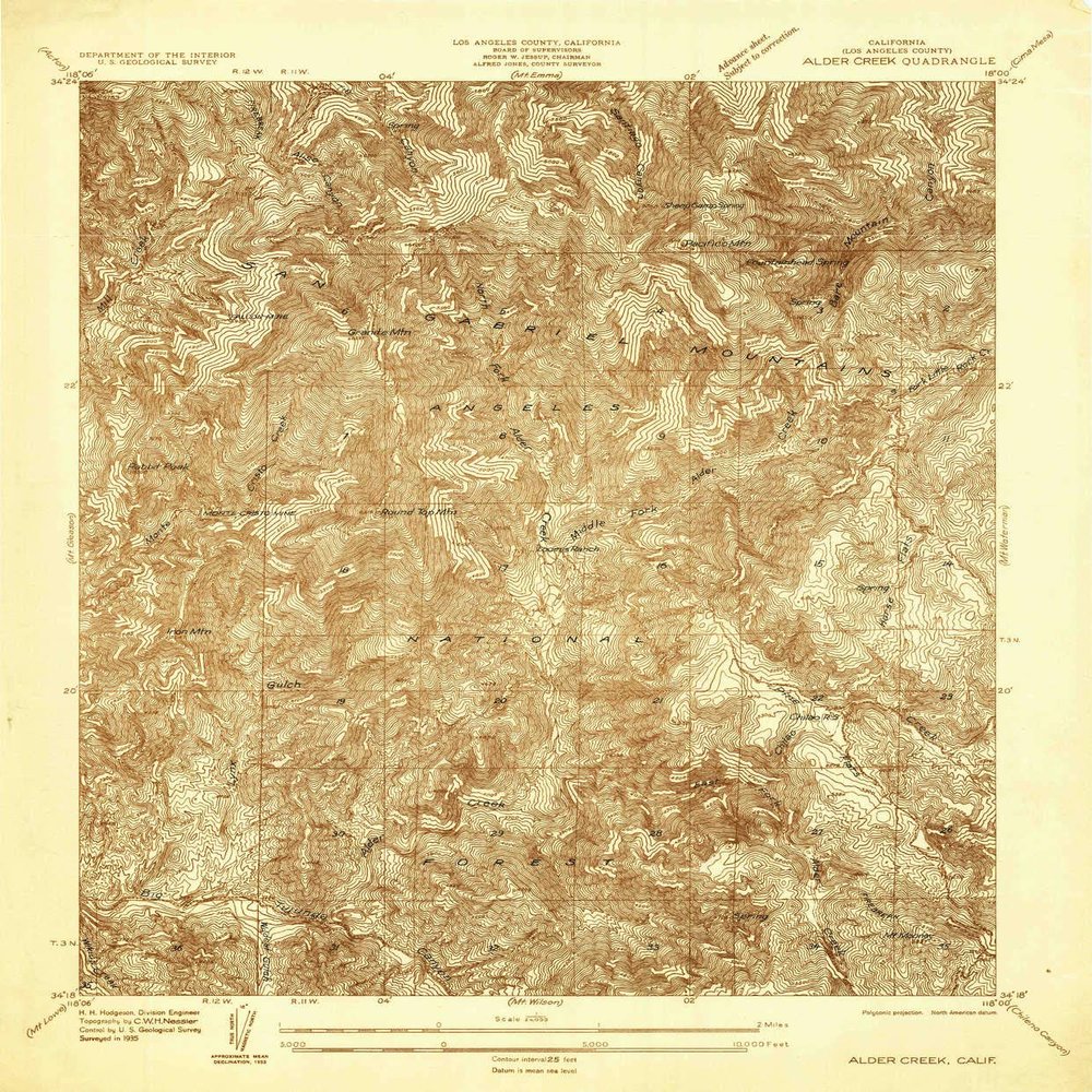 YellowMaps Alder Creek CA topo map, 1:24000 Scale, 7.5 X 7.5 Minute, Historical, 1935, 21.7 x 18 in - Tyvek