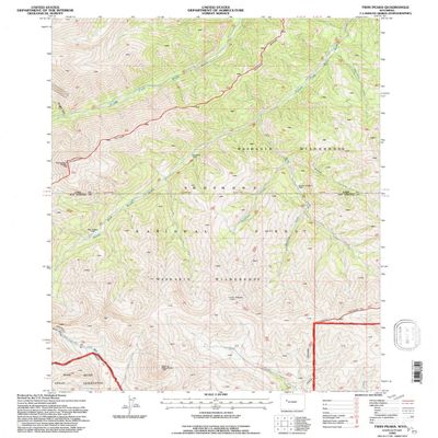 YellowMaps Twin Peaks WY topo map, 1:24000 Scale, 7.5 X 7.5 Minute, Historical, 1991, Updated 1997, 26.8 x 22 in - Tyvek