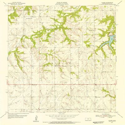 YellowMaps Globe KS topo map, 1:24000 Scale, 7.5 X 7.5 Minute, Historical, 1955, Updated 1956, 26.78 x 20.7 in - Polypropylene