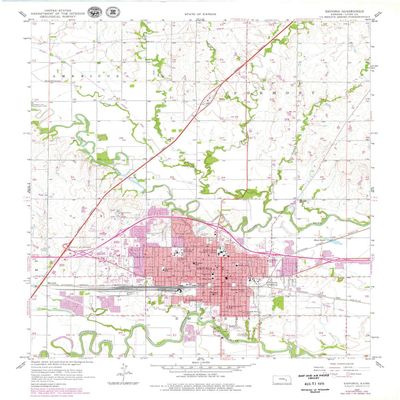 YellowMaps Emporia KS topo map, 1:24000 Scale, 7.5 X 7.5 Minute, Historical, 1957, Updated 1979, 27.1 x 21.11 in - Polypropylene
