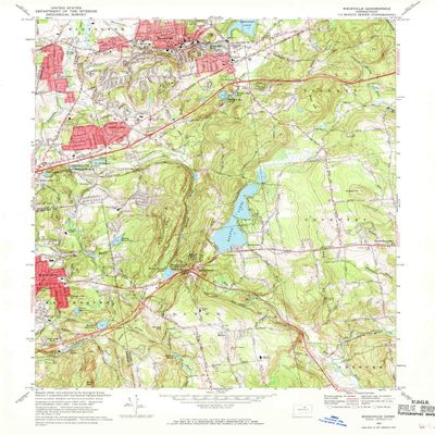 YellowMaps Rockville CT topo map, 1:24000 Scale, 7.5 X 7.5 Minute, Historical, 1967, Updated 1969, 26.9 x 20.6 in - Tyvek