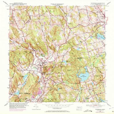 YellowMaps Woodbury CT topo map, 1:24000 Scale, 7.5 X 7.5 Minute, Historical, 1955, Updated 1972, 27.1 x 20.4 in - Polypropylene