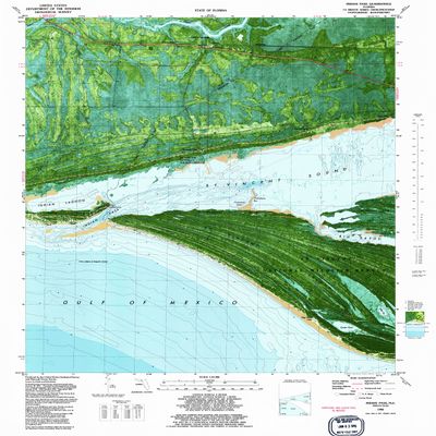 YellowMaps Indian Pass FL topo map, 1:24000 Scale, 7.5 X 7.5 Minute, Historical, 1982, Updated 1983, 27.9 x 23.4 in - Polypropylene