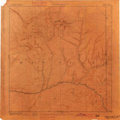 YellowMaps Abajo CO topo map, 1:250000 Scale, 1 X 1 Degree, Historical, 1893, Updated 1901, 19.9 x 16.4 in - Tyvek