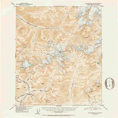 YellowMaps Anchorage D 6 AK topo map, 1:63360 Scale, 15 X 15 Minute, Historical, 1952, 20.69 x 16.9 in - Tyvek