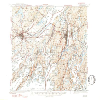 YellowMaps Bath ME topo map, 1:62500 Scale, 15 X 15 Minute, Historical, 1945, Updated 1947, 20.8 x 17 in - Tyvek
